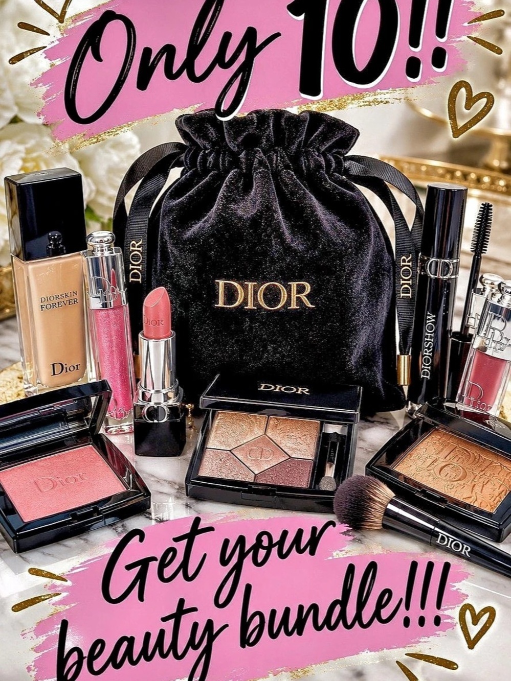 Dior Makeup Bundle in Black & Pink NWT